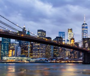 Preview wallpaper city, evening, glow, bridge