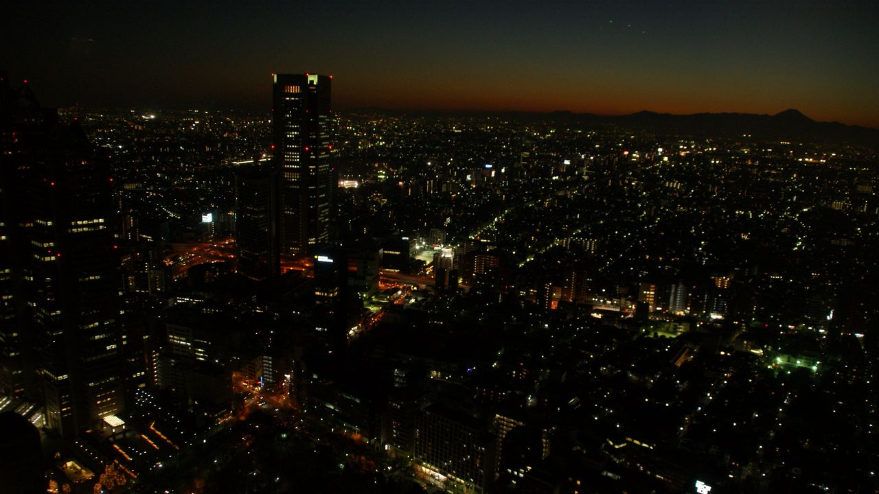 Wallpaper city, evening, lights, metropolis, shinjuku, tokyo, japan