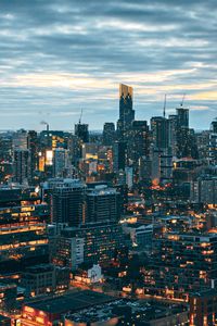 Preview wallpaper city, evening, lights, skyscraper