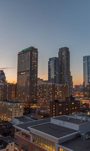 Preview wallpaper city, evening, lights, buildings