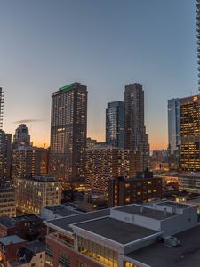 Preview wallpaper city, evening, lights, buildings