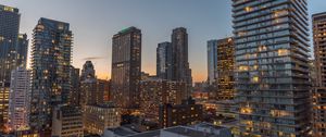 Preview wallpaper city, evening, lights, buildings