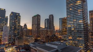 Preview wallpaper city, evening, lights, buildings