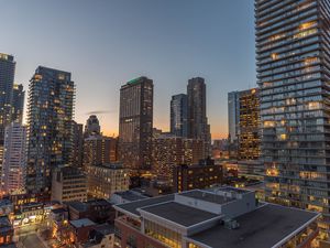 Preview wallpaper city, evening, lights, buildings