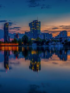 Preview wallpaper city, evening, reflection