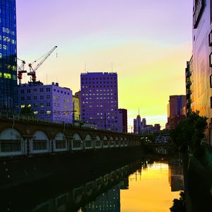 Preview wallpaper city, evening, river, buildings