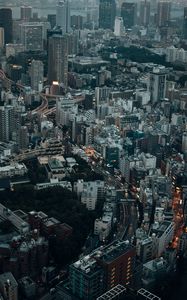 Preview wallpaper city, evening, road, lights
