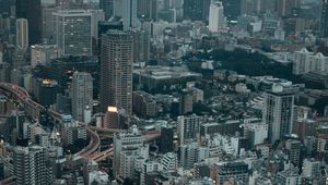 Preview wallpaper city, evening, road, lights