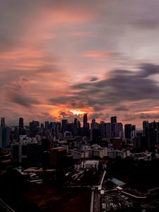 Preview wallpaper city, evening, sunset, buildings