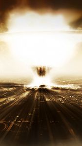 Preview wallpaper city, explosion, bomb, light, sky