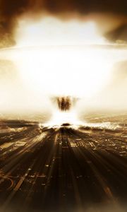 Preview wallpaper city, explosion, bomb, light, sky