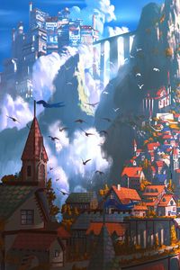 Preview wallpaper city, fantasy, castle, art