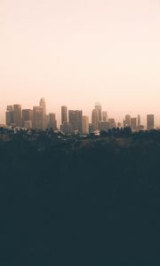 Preview wallpaper city, fog, panorama, evening, los angeles, usa