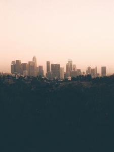 Preview wallpaper city, fog, panorama, evening, los angeles, usa