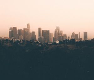 Preview wallpaper city, fog, panorama, evening, los angeles, usa