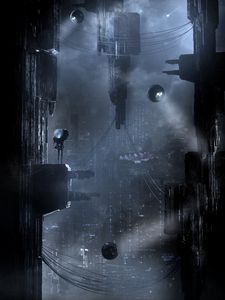 Preview wallpaper city, futurism, cyberpunk, sci-fi, dark