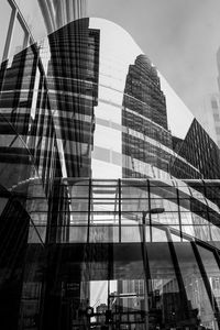 Preview wallpaper city, glass, reflection, street, windows, edges, bw