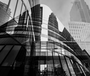 Preview wallpaper city, glass, reflection, street, windows, edges, bw