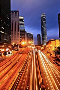 Preview wallpaper city, hong kong, street, lights, shutter speed, light