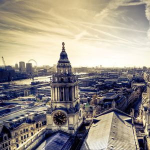 Preview wallpaper city, house, building, construction, architecture, panorama, sky