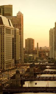 Preview wallpaper city, houses, sky, skyscrapers, bridges