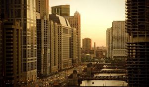 Preview wallpaper city, houses, sky, skyscrapers, bridges