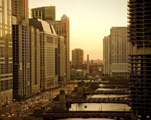 Preview wallpaper city, houses, sky, skyscrapers, bridges