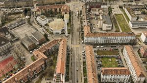 Preview wallpaper city, landscape, aerial view, buildings, roads