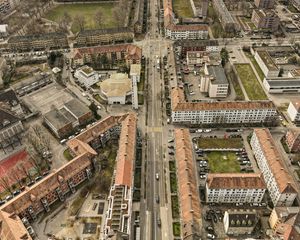 Preview wallpaper city, landscape, aerial view, buildings, roads