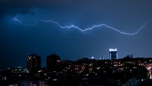 Preview wallpaper city, lightning, night, dark