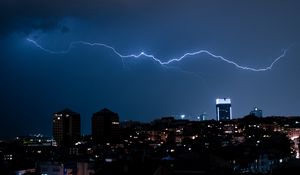 Preview wallpaper city, lightning, night, dark