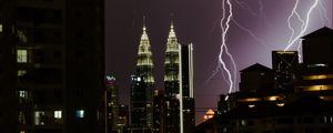 Preview wallpaper city, lightning, night