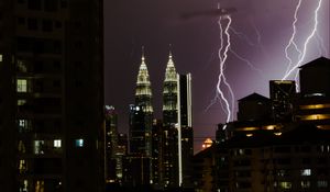 Preview wallpaper city, lightning, night