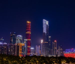 Preview wallpaper city, lights, buildings, night, water, reflection