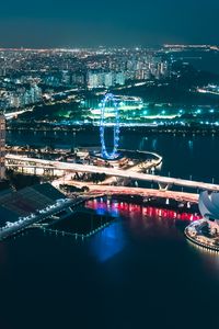 Preview wallpaper city, lights, coast, ferris wheel