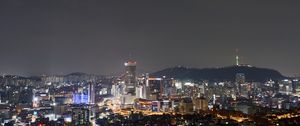 Preview wallpaper city, lights, night, mountain