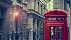 Preview wallpaper city, lights, telephone box, light, house