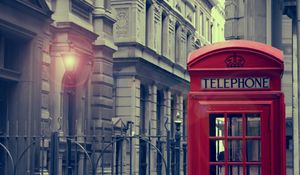 Preview wallpaper city, lights, telephone box, light, house