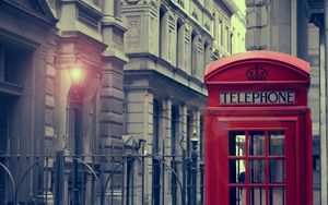 Preview wallpaper city, lights, telephone box, light, house