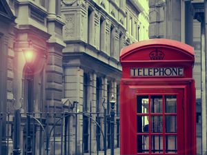 Preview wallpaper city, lights, telephone box, light, house