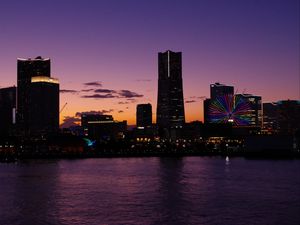 Preview wallpaper city, lights, twilight, river