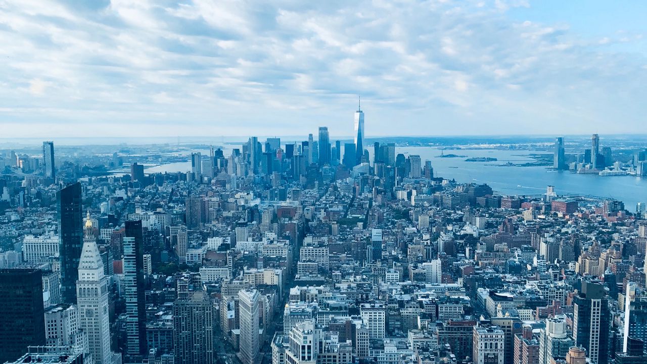 Wallpaper city, metropolis, aerial view, buildings, cityscape, new york