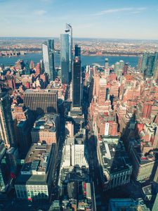 Preview wallpaper city, metropolis, aerial view, buildings, architecture, new york