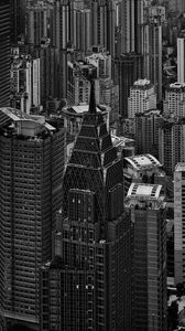 Preview wallpaper city, metropolis, buildings, aerial view, black and white