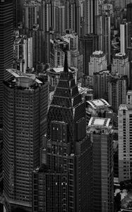 Preview wallpaper city, metropolis, buildings, aerial view, black and white
