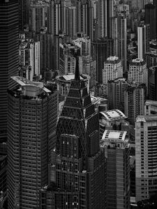 Preview wallpaper city, metropolis, buildings, aerial view, black and white