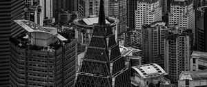 Preview wallpaper city, metropolis, buildings, aerial view, black and white