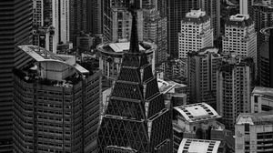 Preview wallpaper city, metropolis, buildings, aerial view, black and white