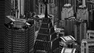 Preview wallpaper city, metropolis, buildings, aerial view, black and white