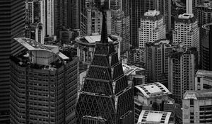 Preview wallpaper city, metropolis, buildings, aerial view, black and white